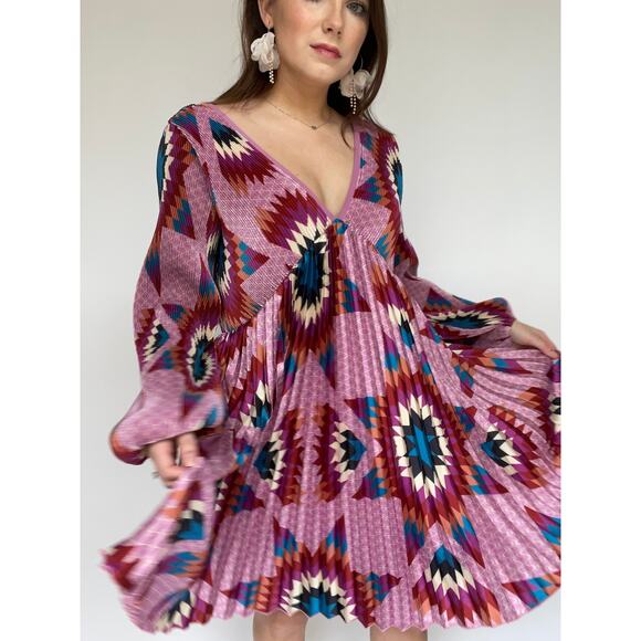 Vibrant Pink Patterned Mini Dress - Picture 6 of 11